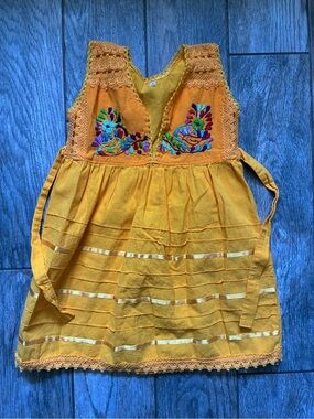 Girls Yellow Embroidered Mexican Dress Size 6
